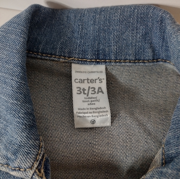 NWT! Carter's Jean jacket Toddler Size 3T - Picture 3 of 7